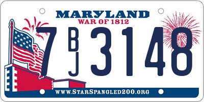 MD license plate 7BJ3148
