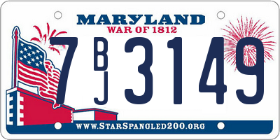 MD license plate 7BJ3149