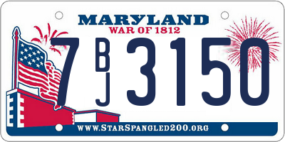 MD license plate 7BJ3150