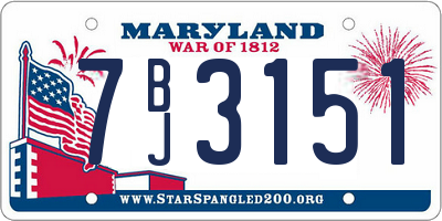 MD license plate 7BJ3151