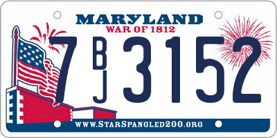 MD license plate 7BJ3152