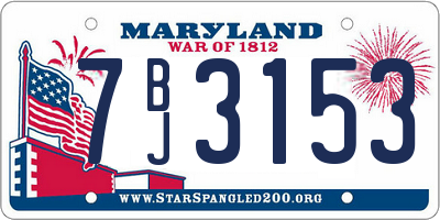 MD license plate 7BJ3153