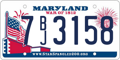 MD license plate 7BJ3158