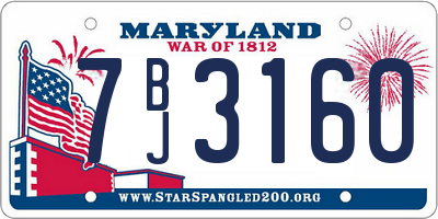 MD license plate 7BJ3160