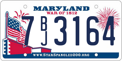 MD license plate 7BJ3164