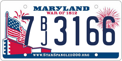 MD license plate 7BJ3166