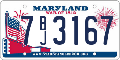 MD license plate 7BJ3167