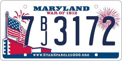 MD license plate 7BJ3172