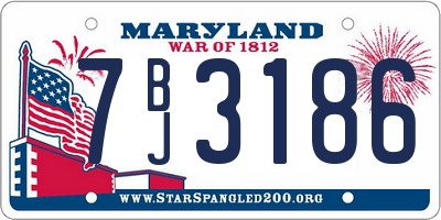 MD license plate 7BJ3186