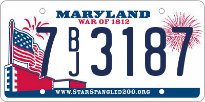 MD license plate 7BJ3187