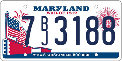 MD license plate 7BJ3188