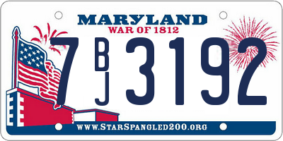 MD license plate 7BJ3192
