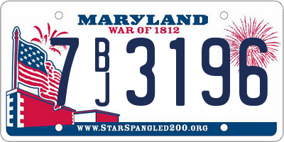 MD license plate 7BJ3196