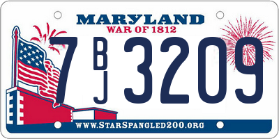 MD license plate 7BJ3209