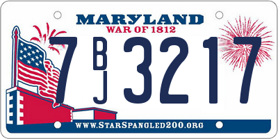 MD license plate 7BJ3217