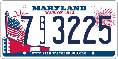 MD license plate 7BJ3225