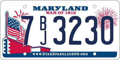 MD license plate 7BJ3230