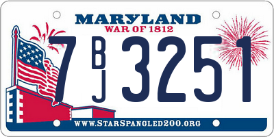 MD license plate 7BJ3251