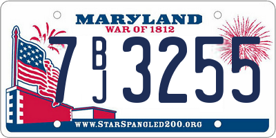 MD license plate 7BJ3255
