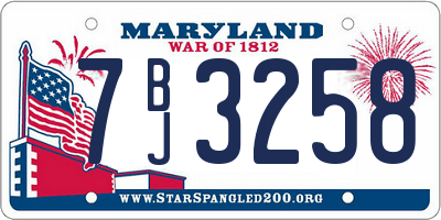 MD license plate 7BJ3258