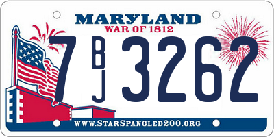 MD license plate 7BJ3262