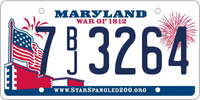 MD license plate 7BJ3264