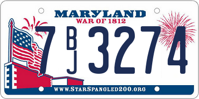 MD license plate 7BJ3274