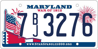 MD license plate 7BJ3276