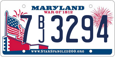 MD license plate 7BJ3294