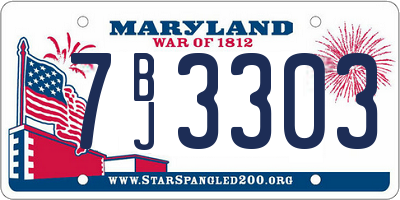 MD license plate 7BJ3303