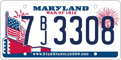 MD license plate 7BJ3308