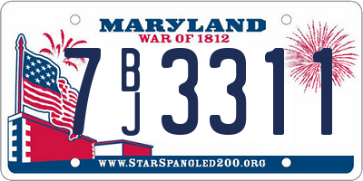 MD license plate 7BJ3311
