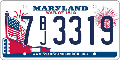 MD license plate 7BJ3319