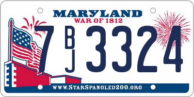 MD license plate 7BJ3324