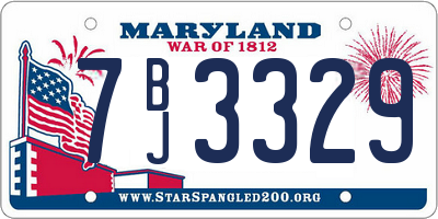 MD license plate 7BJ3329