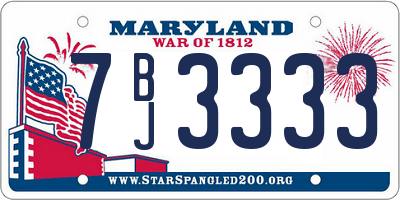 MD license plate 7BJ3333