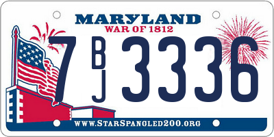 MD license plate 7BJ3336