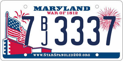 MD license plate 7BJ3337