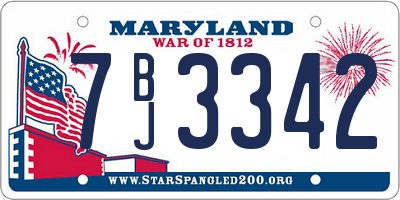 MD license plate 7BJ3342