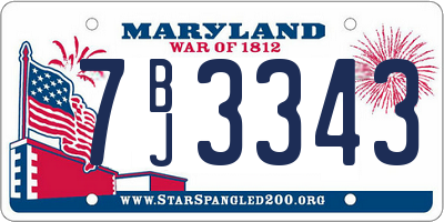 MD license plate 7BJ3343