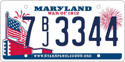 MD license plate 7BJ3344