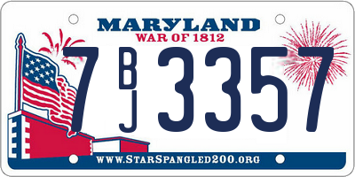 MD license plate 7BJ3357