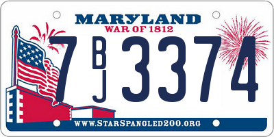 MD license plate 7BJ3374
