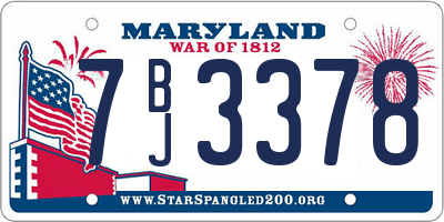 MD license plate 7BJ3378
