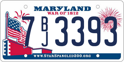 MD license plate 7BJ3393