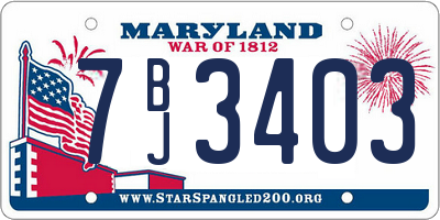 MD license plate 7BJ3403