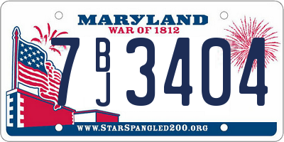 MD license plate 7BJ3404