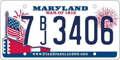 MD license plate 7BJ3406