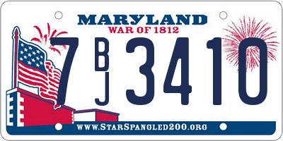MD license plate 7BJ3410