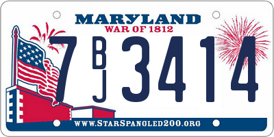 MD license plate 7BJ3414